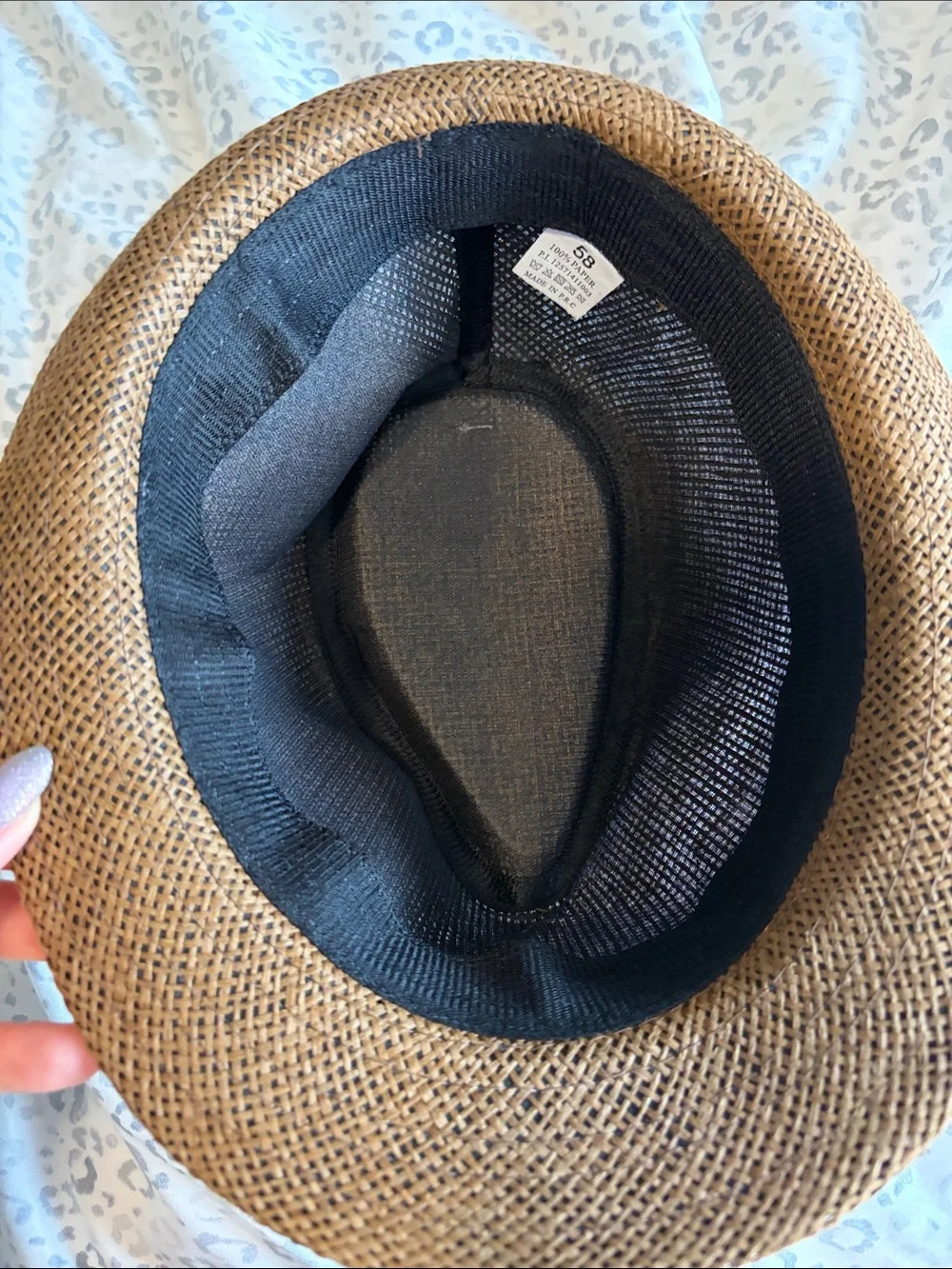 Brown Straw Fedora with Black Band